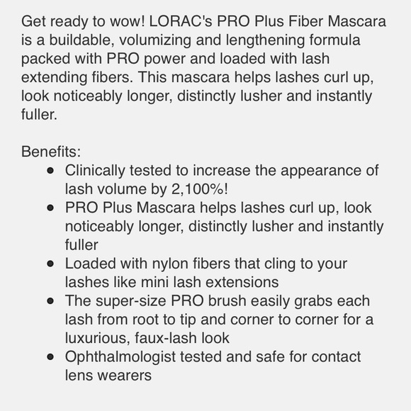 Lorac Pro Plus Fiber Mascara Mini Size - Picture 3 of 6